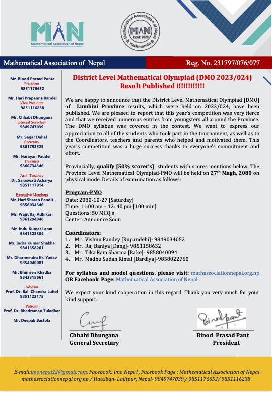Result for the Lumbini Province published