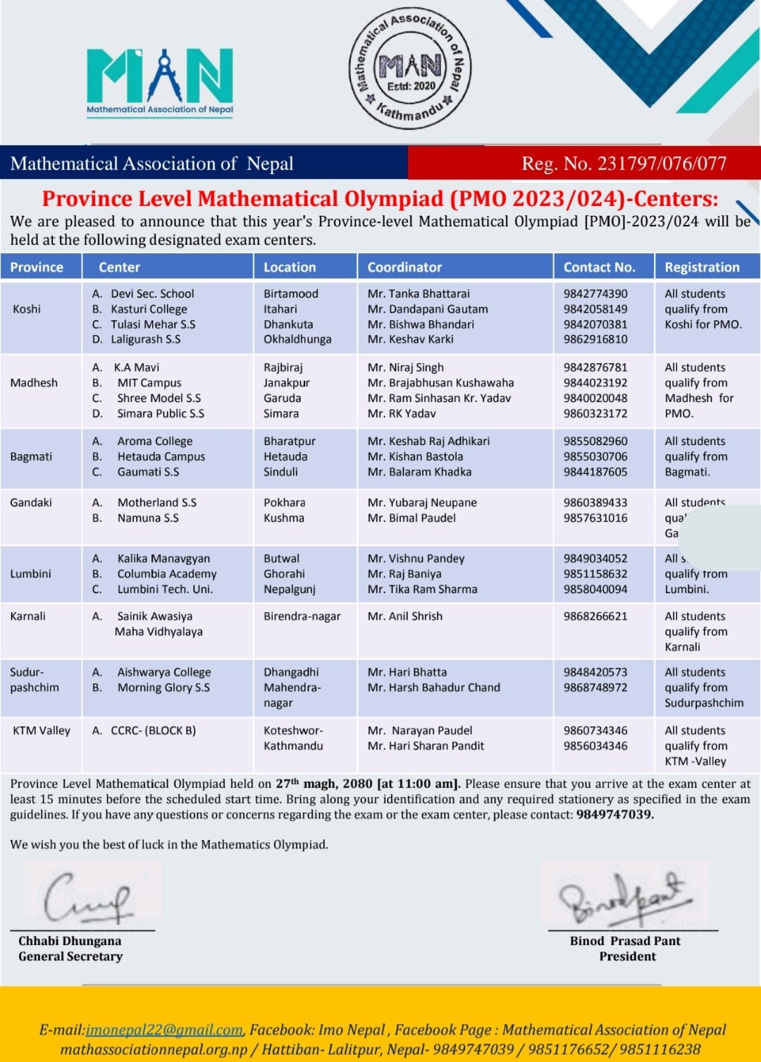 Venues List for all Provinces
